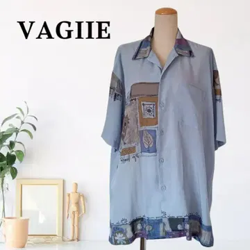 zB486 [F] VAGIIE 리조트 세트인 슬리브 패치워크 셔츠