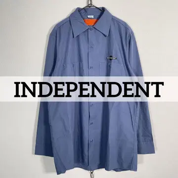 1회 착용 INDEPENDENT 워크 셔츠 자수 남성용 M 블루 계열