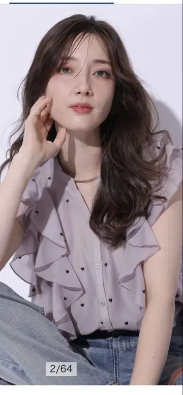 아푸와이저 리셰 하트 자수 블라우스 Arpege story 핑크