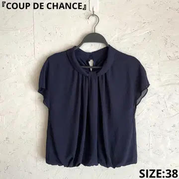 [ COUP DE CHANCE ] 반팔 쉬폰 블라우스 네이비 38