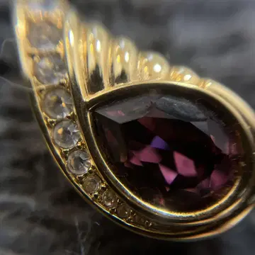 레어 빈티지 Swarovski 스와로브스키 골드 귀찌 보라색