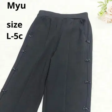 Myu 사이드 리본 저지 스트레치 팬츠 블랙
