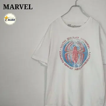 MARVEL 마블 티셔츠 스파이더맨 90년대 빈티지 화이트 L