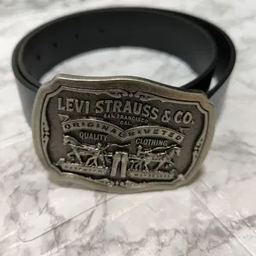 Levi's 투 호스 버클 블랙 가죽 벨트 블랙 32인치