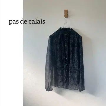 pas de calais 파드칼레 노카라 실크 블라우스 시어 올 패턴