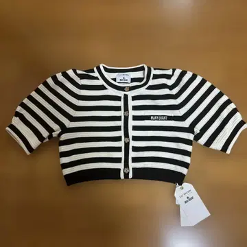 릴리 브라운 MARY QUANT 스트라이프 반팔 가디건
