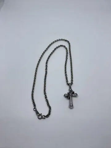 실버 925 크로스 목걸이 스톤 장식