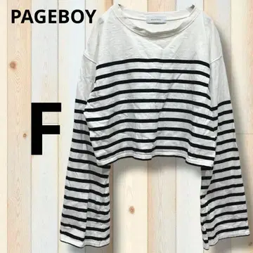 PAGEBOY 사이즈: F 긴팔 티셔츠 화이트 블랙 보더 무늬