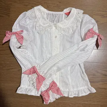 BABY 깅엄 체크 블라우스 리본