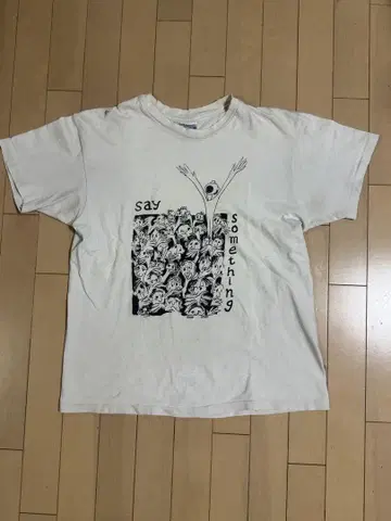 90s Hanes 'say Something' 아트 화이트 티셔츠