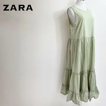 ZARA 자라 티어드 슬리브리스 원피스 / 라이트 카키