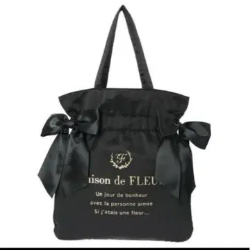Maison de FLEUR 더블 리본 개더 토트백 꽃 패턴