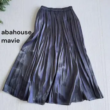 aba house mavie 네이비 주름 가공 롱 스커트 광택