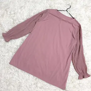 스크롤 새상품급 긴팔 풀오버 개더 캔디 슬리브 핑크 (L)