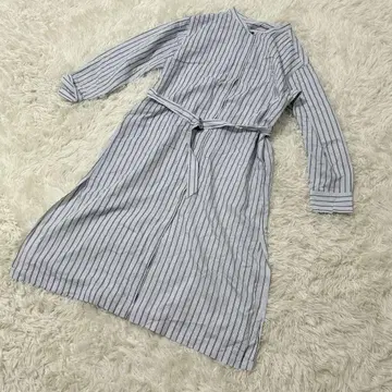 [ c5496 ] laf 원피스 무릎 기장 스트라이프 긴팔 블루 화이트