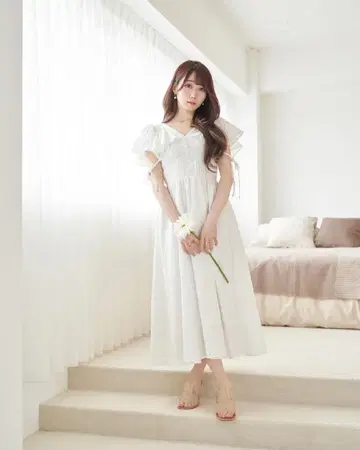 로제 뮤즈 cotton 레이스 flare dress