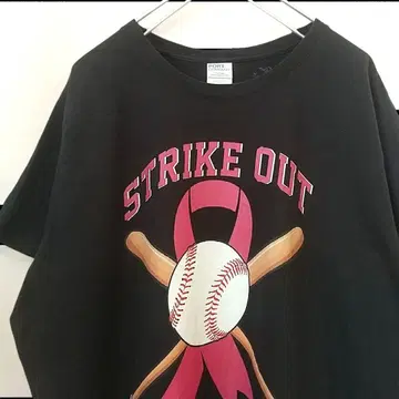 PORT&COMPANY 베이스볼 프린트 티셔츠 블랙 2XL 구제 의류