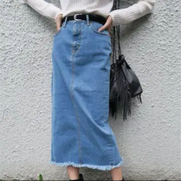 새상품급 MOUSSY 데님 스커트 백 슬릿 스트레치