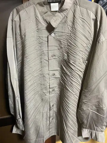 80'S 90'S ISSEY MIYAKE 플리츠 긴팔 셔츠 베이지