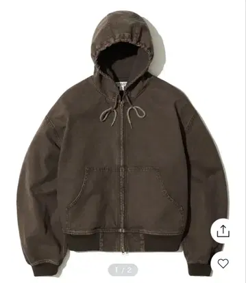 PARTIMENTO Washed Work 후드 집업 Brown