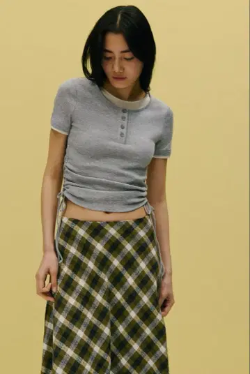 ZARA 더블 개더 T셔츠 그레이