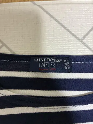 SAINT JAMES 스트라이프 긴팔 T셔츠 네이비/화이트