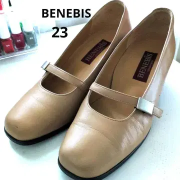 잘 뛰어지는 BENEBIS 베이지 스트랩 펌프스 중간 힐 23