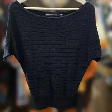 레어 Ralph Lauren Sport 네이비 반팔 스웨터 S/P