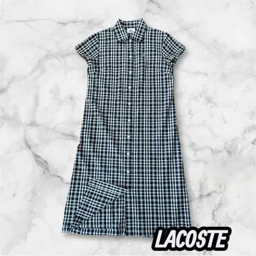 LACOSTE 체크 무늬 반팔 셔츠 원피스 38
