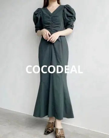 COCODEAL 축구 체크 드레이프 개더 머메이드 원피스