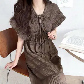 [ MILY BILET ] 마조리카 플리츠 개더 플레어 원피스