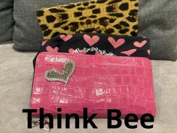 Think Bee 핑크 크로커다일풍 장지갑
