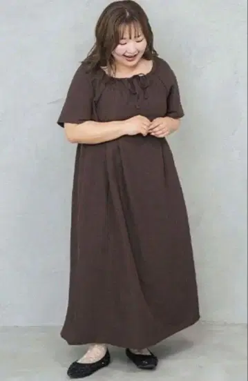 [미사용 새상품] 시마무라 yuki 브라운 롱 원피스 4L