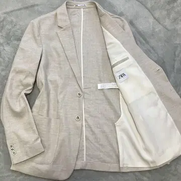 미사용급 ZARA 린넨 테일러드 자켓 봄/여름 홑겹 네이비