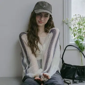 sheer double line knit / 시어 더블 라인 니트