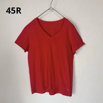 45rpm 45r V넥 티셔츠 코튼 100% 사이즈 2 레드