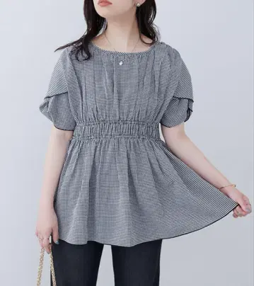 natural couture osono 꼬임 소매 페플럼 튜닉
