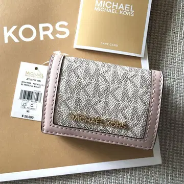 새상품 MICHEAL KORS 마이클코어스 3단 폴더형 지갑 화이트 핑크