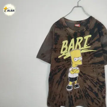 THE SIMPSONS 심슨 티셔츠 타이다이 브라운 블랙 L 반팔