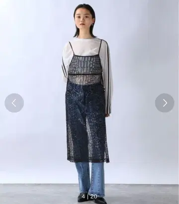 JEANASIS 블랙 레이스 롱 원피스 스팽글