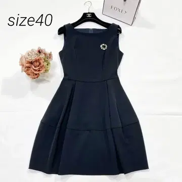 새상품급 폭시 바론 드레스 플레어 원피스 미드나잇 블루 40 L