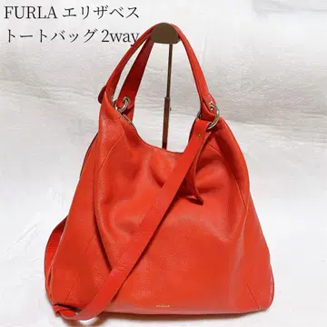 [새상품급] FURLA 엘리자베스 토트백 오렌지 2way 천연 가죽
