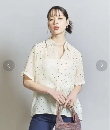 BEAUTY&YOUTH UNITED ARROWS 반팔 도트 쉬폰 셔츠