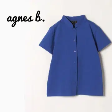 agnes b. 코디하기 쉬운 콤팩트 기장의 코튼 저지 셔츠 블루