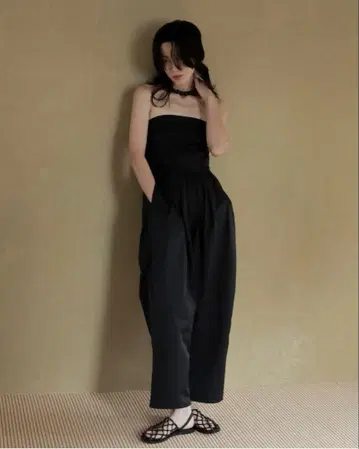 anuke 앙누크/Wide Bare Combinaison/블랙 38