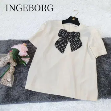 [ INGEBORG/잉게보르그 ] 반팔 블라우스 리본 도트 핑크하우스