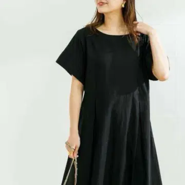 어반 리서치 코튼 린넨 턱 원피스 38 블랙