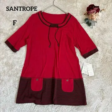 [산트로페] 미사용 SANTROPE 튜닉 티셔츠 5부 소매 레드 F