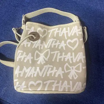 베이지 로고 프린트 숄더백