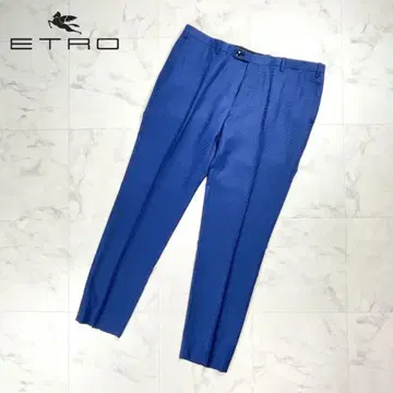 ETRO 올 패턴 테이퍼드 팬츠 체크 무늬 블루 사이즈 56*ED66